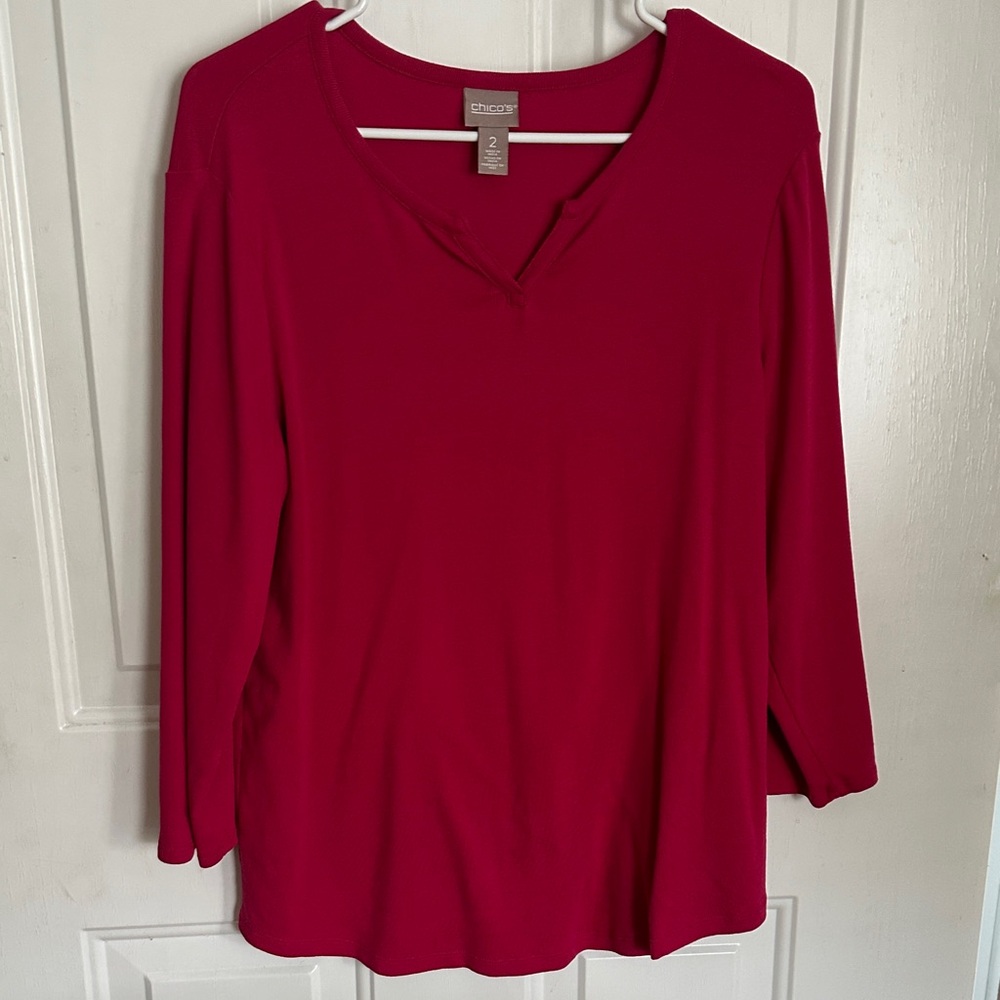 Chico's Vibrant Red V-Neck Top